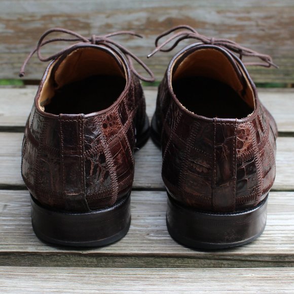 Genuine Crocodile Skin Patchwork Derby, David Eden, Men's 8.5 US, EUC - Picture 7 of 15